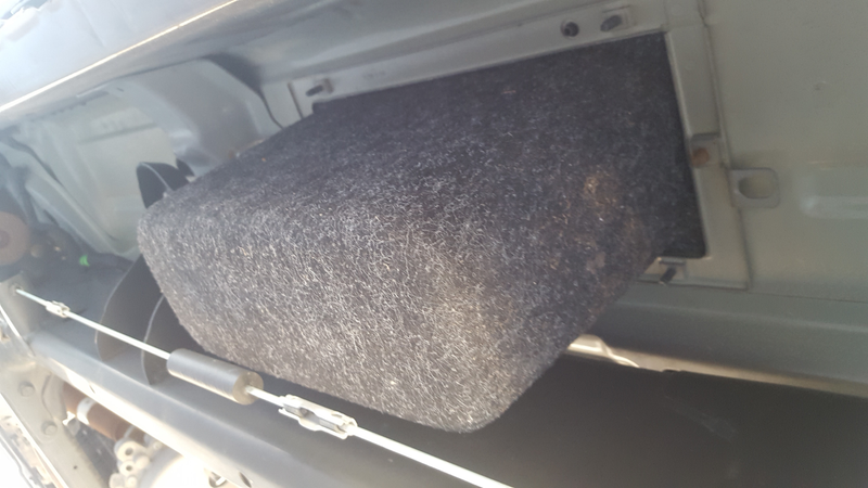 This is one of the compartments in the floor viewed from under the truck. On second thought, maybe don’t put anything valuable in there. It’s just felt-y plastic.